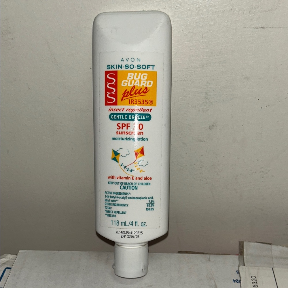 Avon Skin-So-Soft Bug Guard Plus SPF 30 White Bottle with Yellow & Red Label